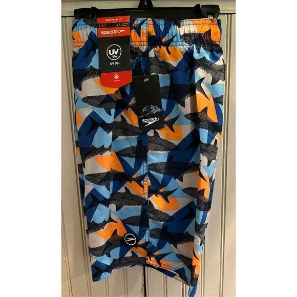 NWT Speedo boys SunRay 17” volley swim shorts sz L - Picture 2 of 5